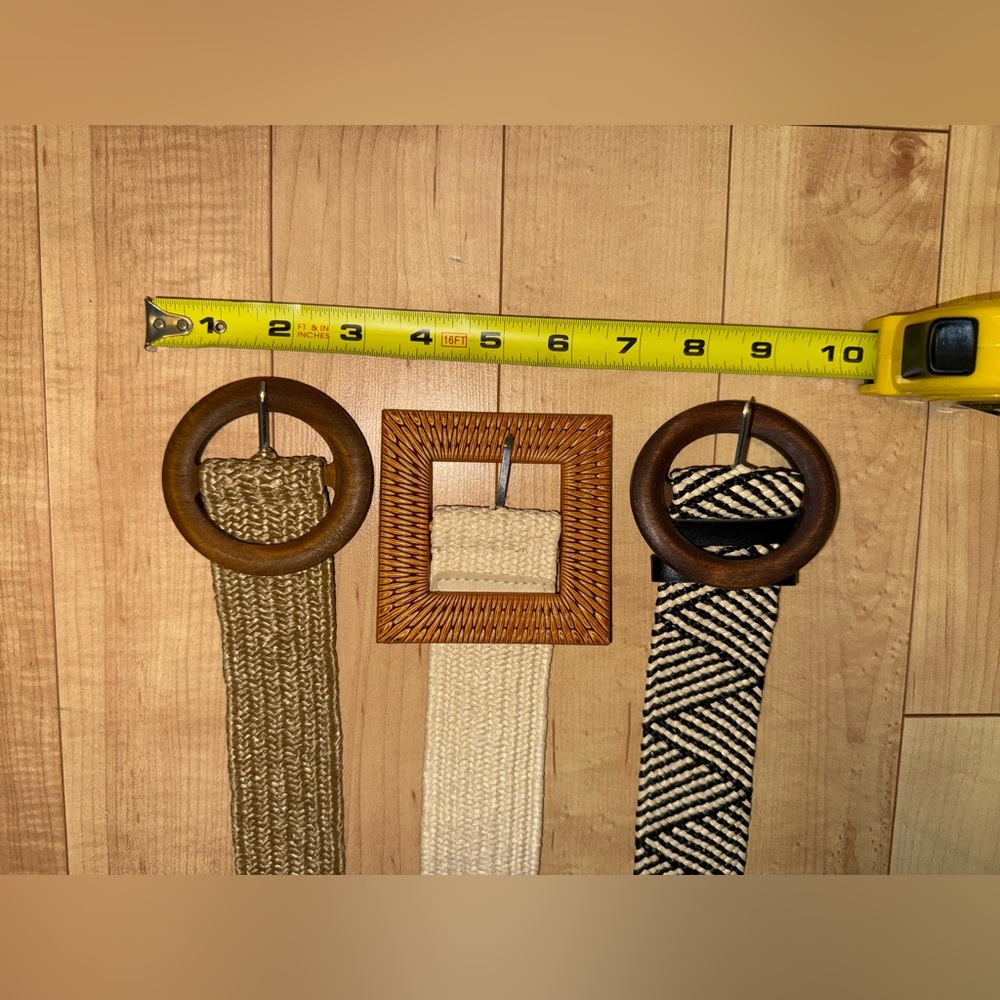 Stylish Women's Woven Belt Set - Beige, Black, Tan - Picture 3 of 3